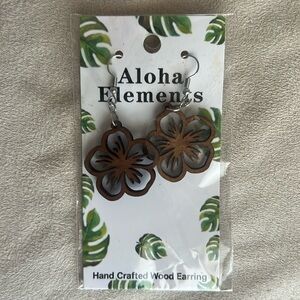 New Hawaiian Wood Fishhook Earrings for Pierced Ears
